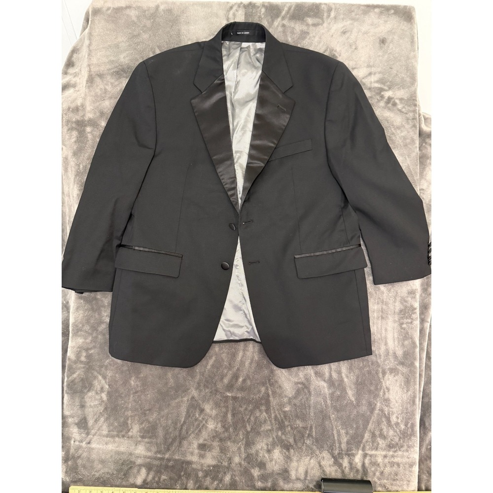 Calvin‎ Klein Vtg 1998 100% Wool Tuxedo Jacket 42S Union Made in Canada Prom